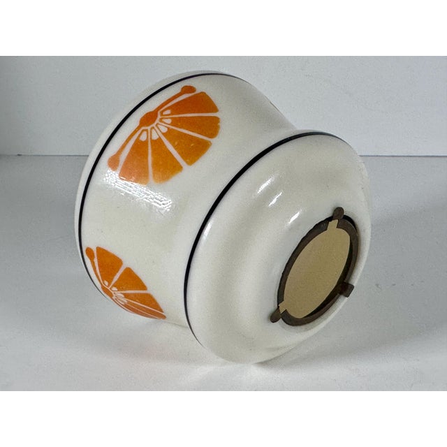 Orange Early 20th Century Jugendstil Uranium Opal Glass Spritzdekor Airbrush Stenciled Boudoir Lamp Shade c.1928-1936 For Sale - Image 8 of 9