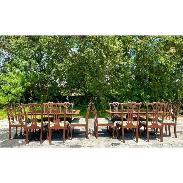 Late 20th Century Vintage Regency Chippendale Carved Claw and Ball Dining Chairs - Set of 16 For Sale - Image 5 of 12