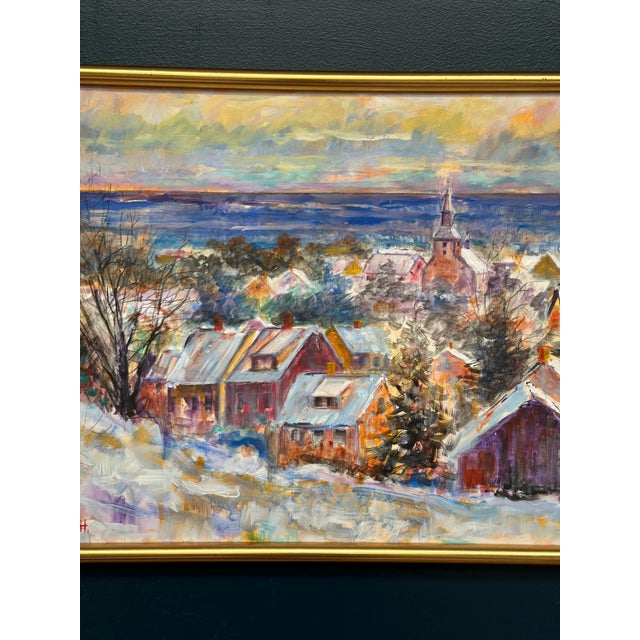 Mid-Century Modern Alex Hansen, Snow‑Covered Coastline, 1950s, Oil on Canvas, Framed For Sale - Image 3 of 10