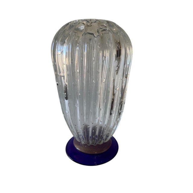 Seguso Viro Murano Hand signed underneath. Dimensions: vase measures approximately 16" tall and 8.75" across the widest...