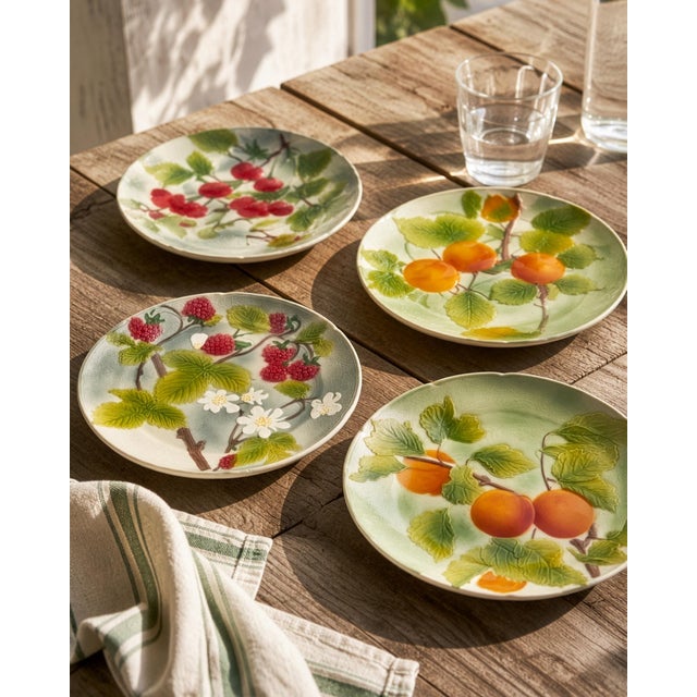Mid-Century Verger Earthenware Dessert Plates from Saint Clément, 1960s, Set of 4 For Sale - Image 10 of 11