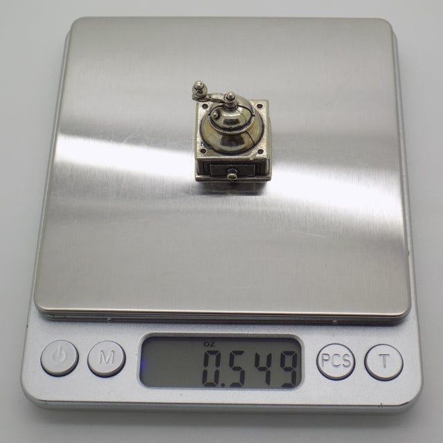 Silver Vintage Italian Handmade Genuine Silver Grinder Rare Dollhouse Miniature For Sale - Image 8 of 8
