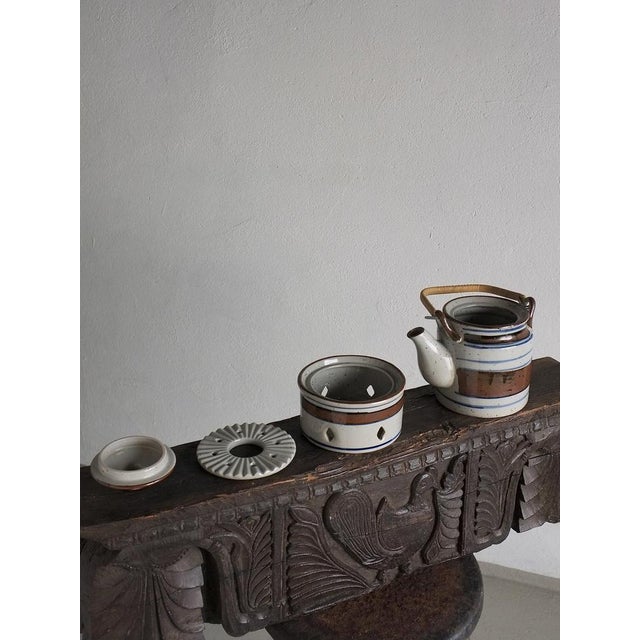 Mid-Century Modern Mid-Century Striped Ceramic Teapot Set, Scandinavia, Set of 3 For Sale - Image 3 of 9