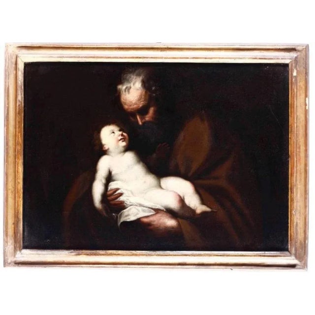 Italian School Artist, Saint Joseph and the Child, 17th Century, Oil on Canvas For Sale - Image 6 of 8