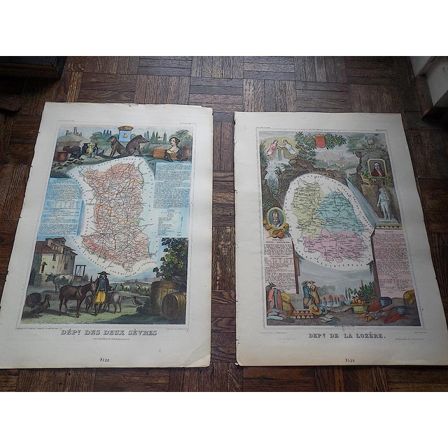 Set of four (4) imperial folio sized engraved pictorial maps from mid-19th century of departments (counties/provinces) of...