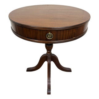 Vintage Imperial Furniture All Mahogany Drum Table End Table Lamp Table For Sale
