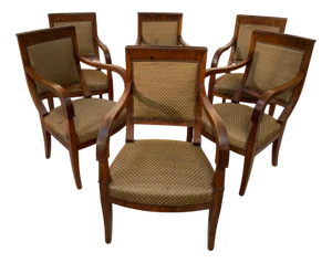 19th Century Restoration Mahogany Armchairs, Set of 6