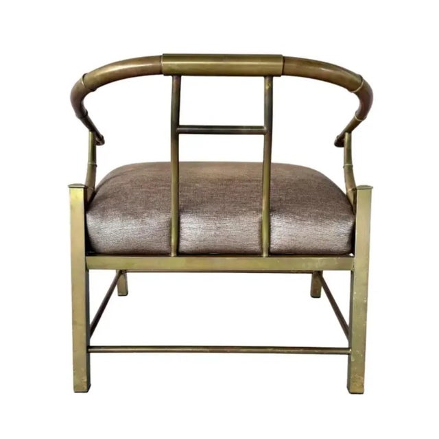 Pair of Mastercraft Italian Brass Lounge Chairs For Sale - Image 9 of 12