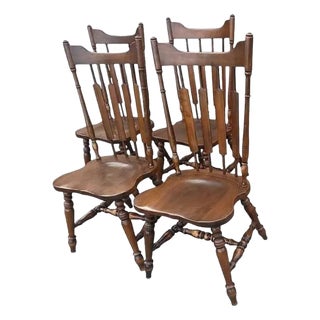 Temple Stuart Solid Walnut Rockingham 'Cattail' Dining Chairs - Vintage Late 1960s - Set of 4 For Sale