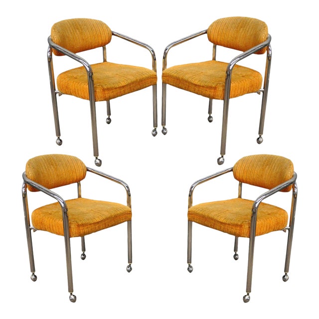 Set of 4 Vintage Chromcraft Mid Century Modern Tubular Chrome Dining