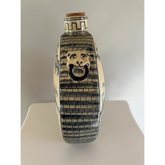 Vintage Chinoserie Ceramic Round Flask Style Jug For Sale - Image 4 of 6