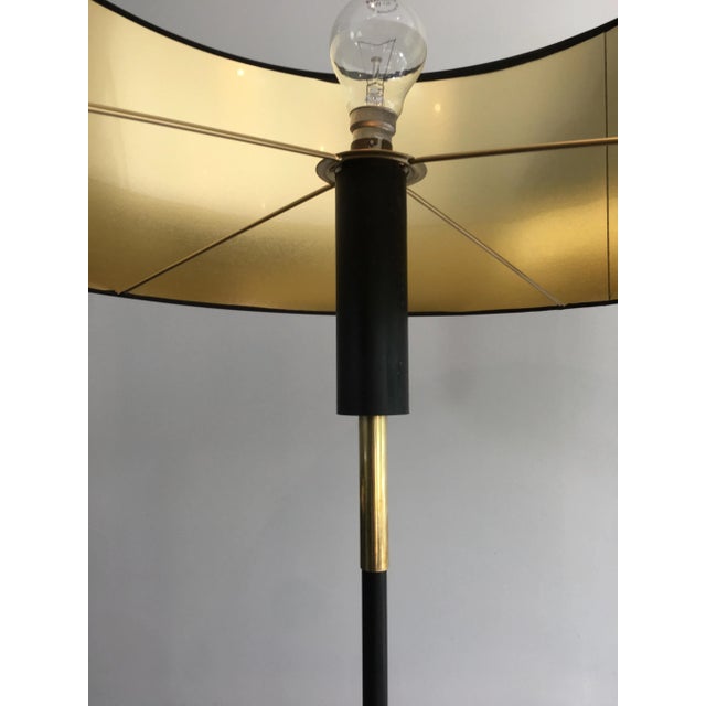 Black Lacquered and Brass Design Floor Lamp, French, circa 1950 For Sale - Image 11 of 13