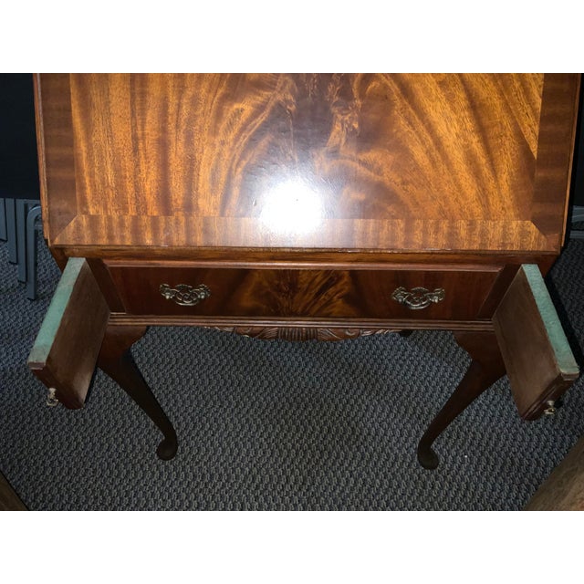 1970s Mahogany Queen Ann Style Slant Front Writing Desk For Sale - Image 13 of 13