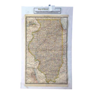 Antique 1870s g.w. Gray & Son Map of Illinois (32 X 20")" For Sale