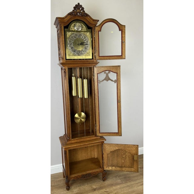 Vintage Grandfather Clock in Oak For Sale - Image 14 of 17