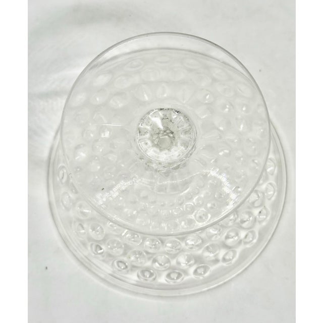 Transparent 1930’s Duncan & Miller Clear Pressed Glass Pedestal 3 3/4” Compote Bowl Hobnail Thousand Eye Pattern For Sale - Image 8 of 12