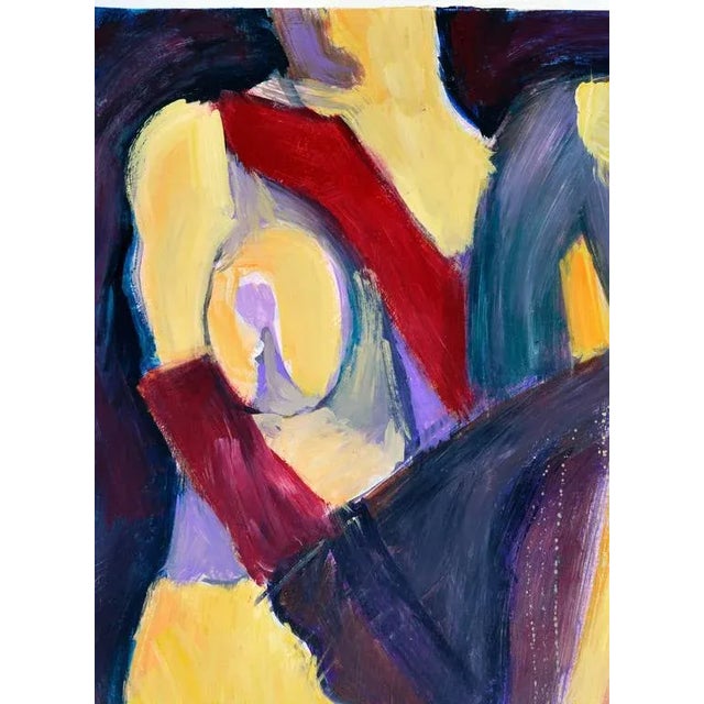 1990s "Yellow Figure in Black Stockings" Abstract Oil Painting by Michael Willam Eggleston For Sale - Image 4 of 5