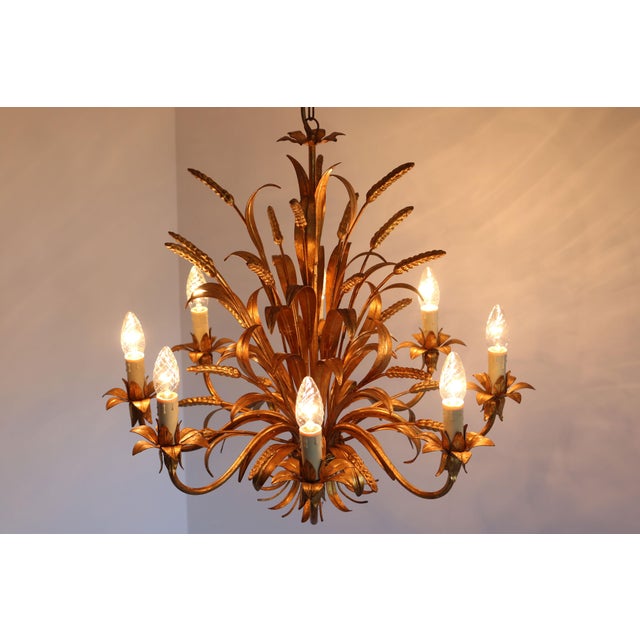 Large Hollywood Regency Sheaf of Wheat 8-Arm Chandelier by Hans Kögl, 1970s For Sale - Image 16 of 17