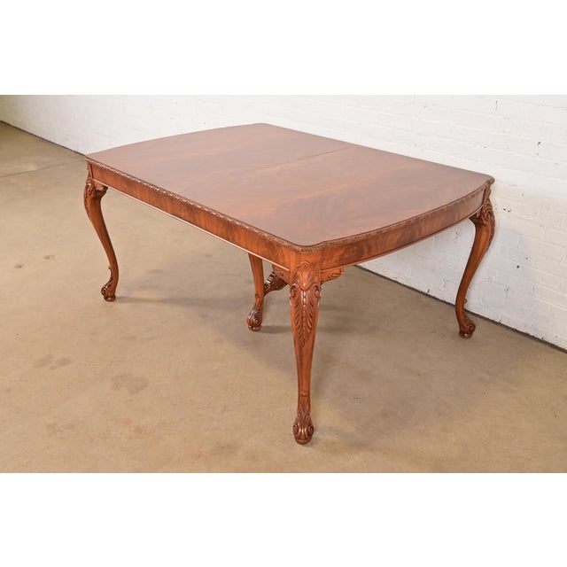 Brown Romweber Antique Chippendale Burl Wood Extension Dining Table, Newly Refinished For Sale - Image 8 of 14