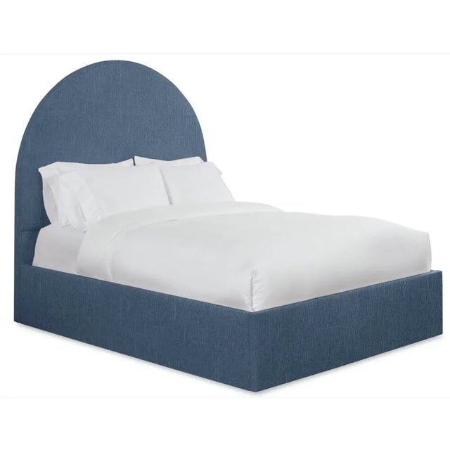 Modern Poppy California King Headboard, Navy Linen For Sale - Image 3 of 5