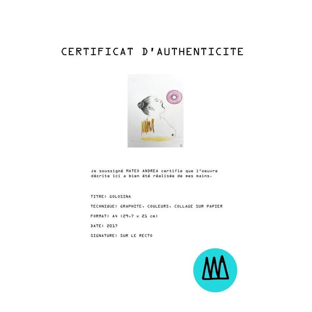 Early 21st Century Mateo Andrea, Golosina, 2017, Mixed Media on Paper For Sale - Image 5 of 6