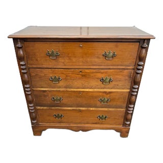 Antique Victorian Cottage Pine Chest of 4 Drawers Refinished For Sale