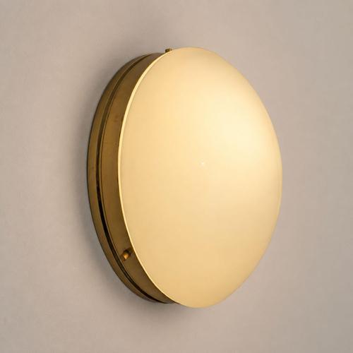 Gold Opal Glass and Brass Wall Lamps in the style of Stilnovo, Set of 2 For Sale - Image 8 of 11