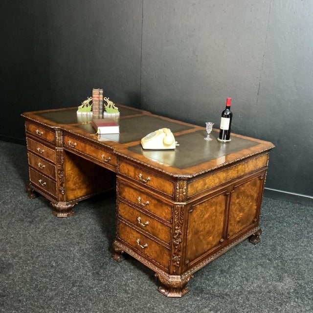 Burr Walnut Partners Desk, 2000s For Sale - Image 9 of 10
