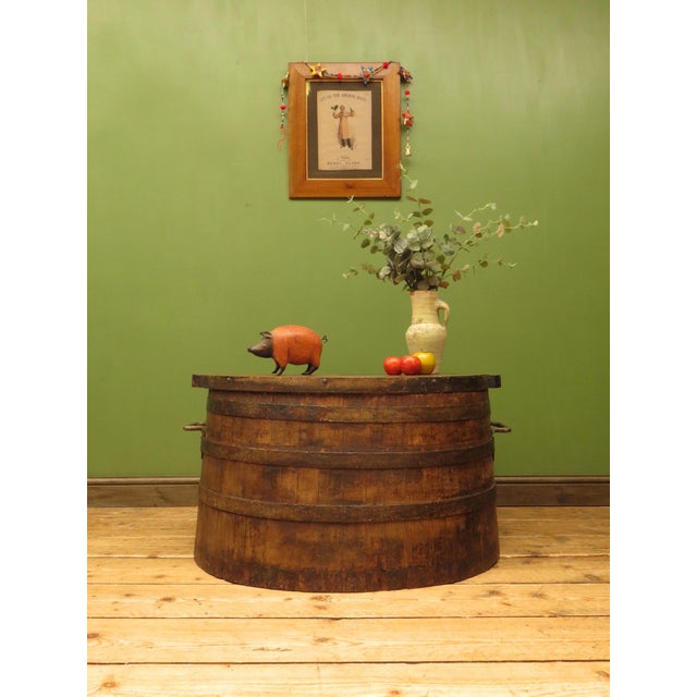 Coopered Pig Salting Barrel with Lid For Sale - Image 9 of 18