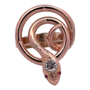 1940s 15k Circular Format Snake Ring Size 6.5
