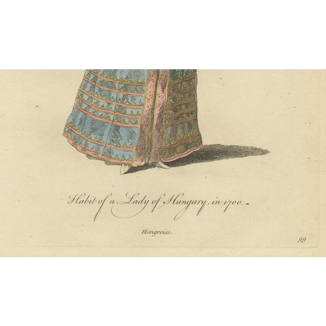 European School, Hungarian Gentleman and Lady Costume, 1749, Paper Engravings, Set of 2 For Sale - Image 9 of 10