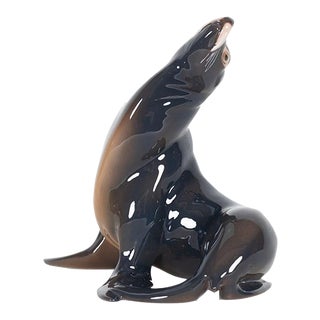 Vintage Danish Porcelain Sea Lion Figurine by Knud Møller for Bing & Grondahl For Sale
