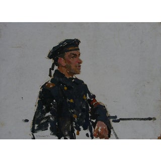 Original Soviet Oil Painting: Soldier Portrait by Ukrainian Artist Shponko, 1965 43-58 For Sale