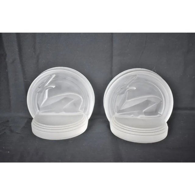 Glass Art Deco Edwin Fuerst Gazelle Satin Glass Bookends - a Pair For Sale - Image 7 of 10