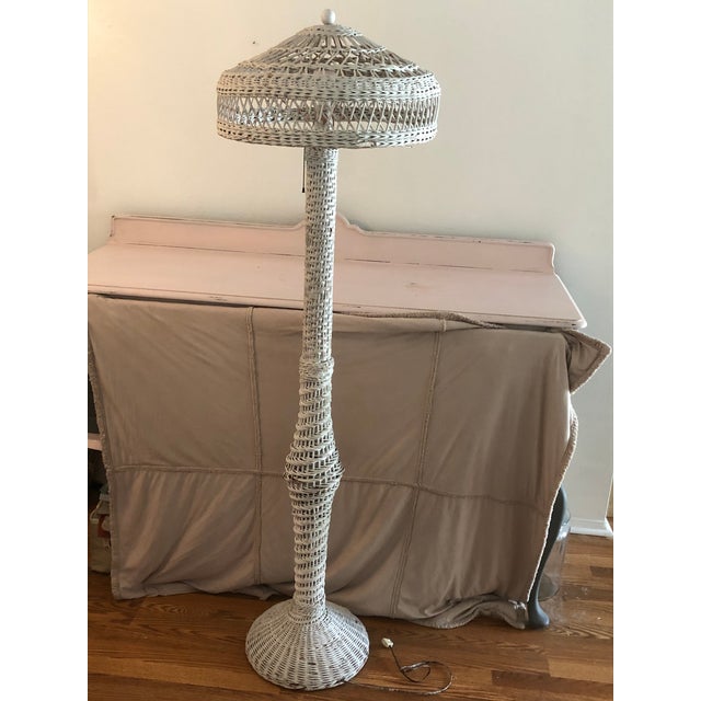 Vintage White Wicker Floor Lamp Chairish