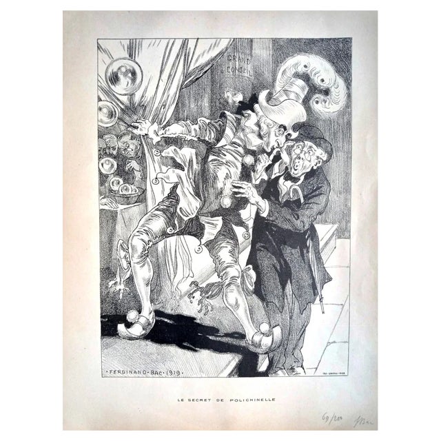 Ferdinand Bac, Le Secret de Polichinelle/Praise of Folly, Lithograph, 1919 For Sale
