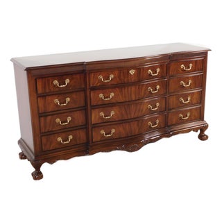 Drexel Flame Mahogany Serpentine Ball & Claw 12-Drawer Chippendale Chest Dresser For Sale