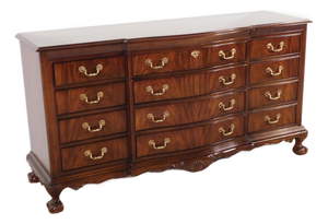 Drexel Flame Mahogany Serpentine Ball & Claw 12-Drawer Chippendale Chest Dresser