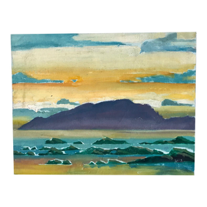 Waves Against a Yellow Sky - Original Oil Painting by David Beynon Pena