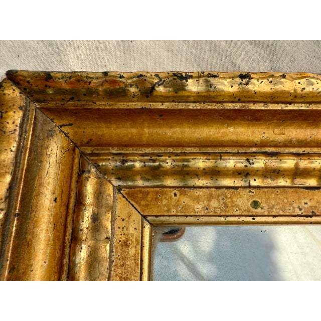 Antique Hand-Gilded Giltwood Wall Mirror With Stepped Molded Frame For Sale In Los Angeles - Image 6 of 11