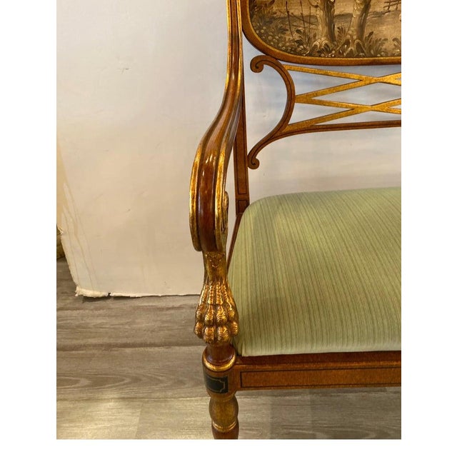 1980s Hand Painted Continental Settee With Gilt Decoration | Chairish