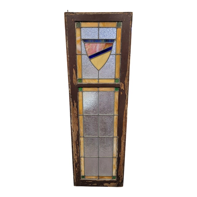 Antique Coat of Arms Stained Glass Window For Sale