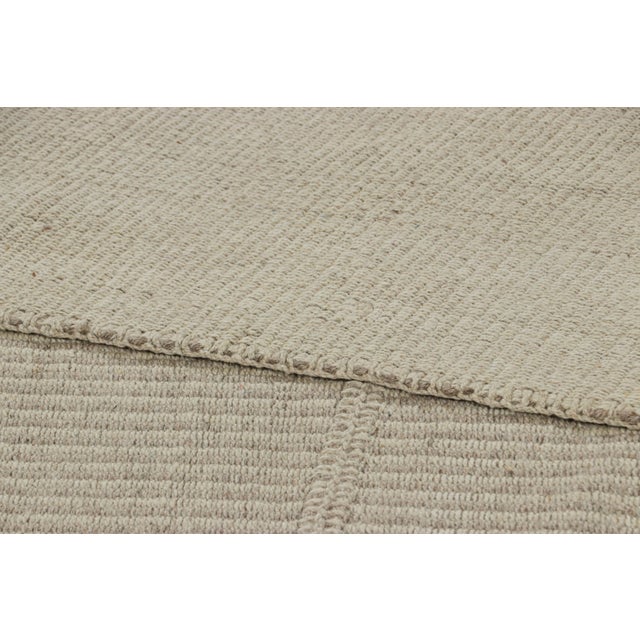 Textile Rug & Kilim’s Contemporary Kilim With Textural Beige, Taupe and Cream Stripes For Sale - Image 7 of 7