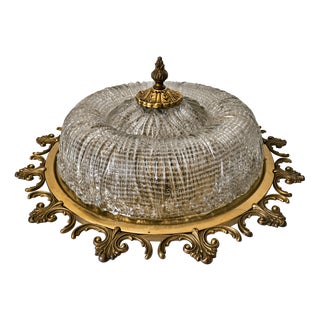 Mid-Century Modern Ornate Textured Glass Flush Mount, 1960s For Sale