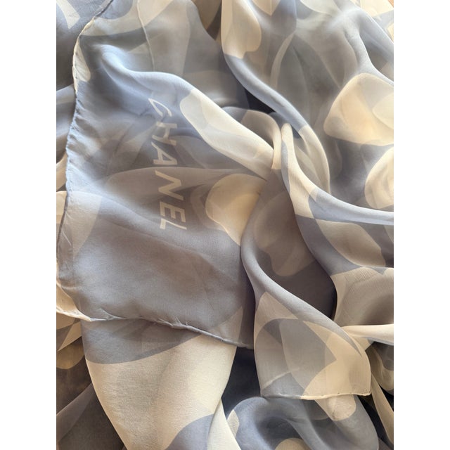 Chanel Large Silk Chiffon Scarf Leafs Clovers For Sale - Image 12 of 12
