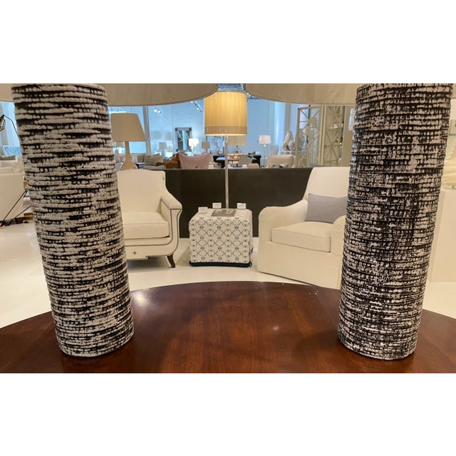 Pair of Arteriors Nico Lamps - Showroom New - Ivory Glaze with a Charcoal Wash - Hand Finished Detailing - No two lamps...