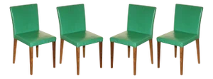 Rolex Boutique Chairs in Green Leather, Set of 4