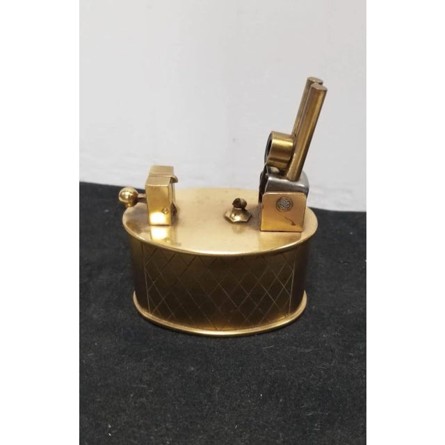 Brass 1950s Swiss Brass Lift Arm Tabletop Lighter by Brilux for Dunhill For Sale - Image 8 of 8