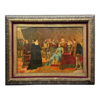 19th Century Chromolithograph "Mary Queen of Scots Before Queen Elizabeth I" For Sale