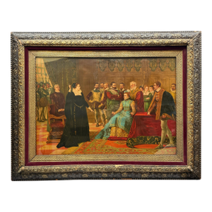 19th Century Chromolithograph "Mary Queen of Scots Before Queen Elizabeth I"